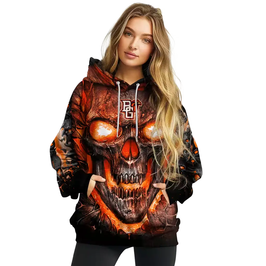 bowling green falcons demonic skull orange black hoodie high quality bowling green falcons demonic skull orange black hoodie high quality