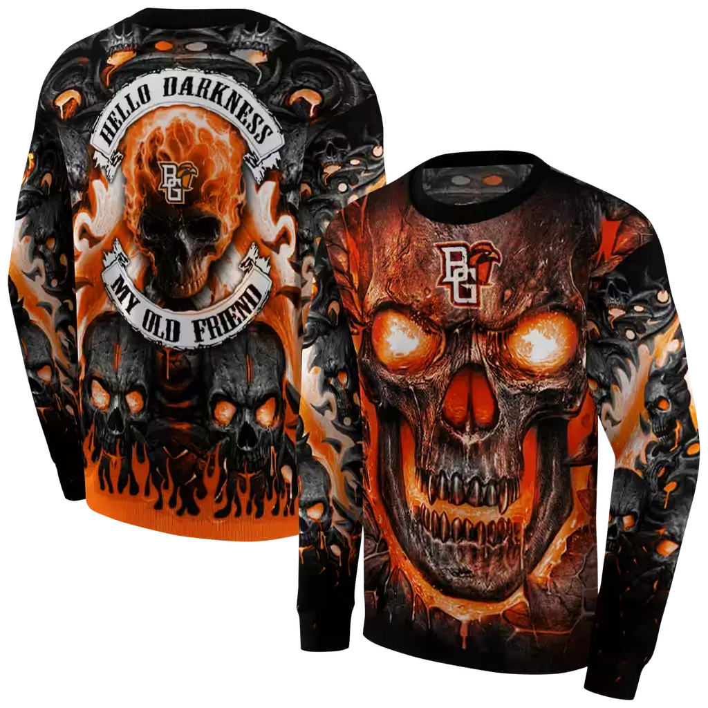 bowling green falcons demonic skull orange black hoodie premium grade bowling green falcons demonic skull orange black hoodie premium grade