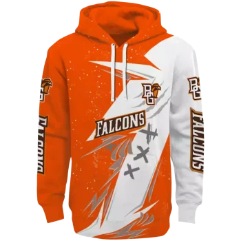 bowling green falcons dynamic slash orange white hoodie best selling