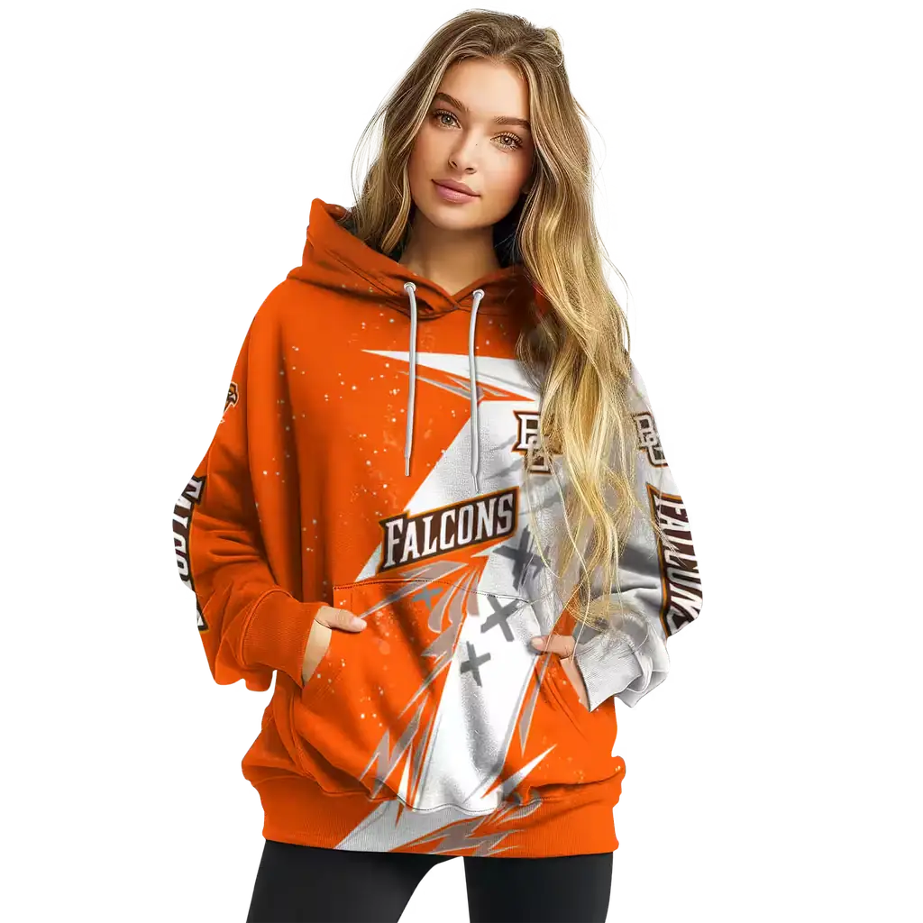bowling green falcons dynamic slash orange white hoodie high quality bowling green falcons dynamic slash orange white hoodie high quality