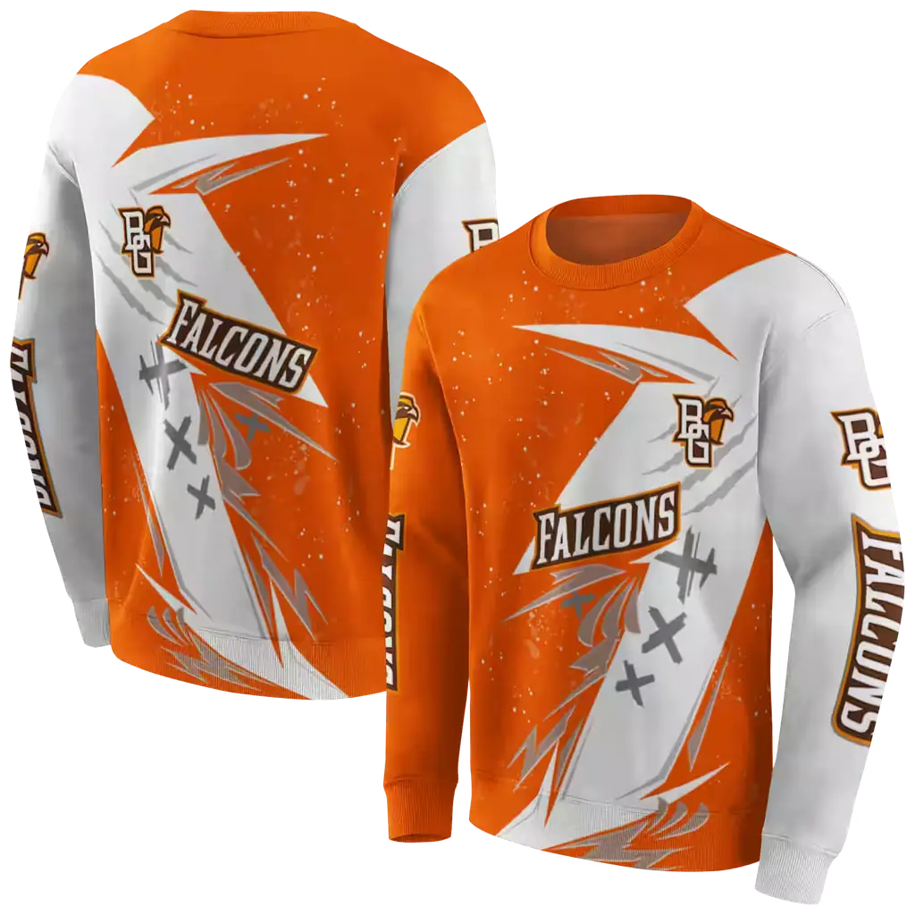 bowling green falcons dynamic slash orange white hoodie premium grade bowling green falcons dynamic slash orange white hoodie premium grade