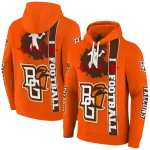 bowling green falcons football heartbeat orange hoodie best selling