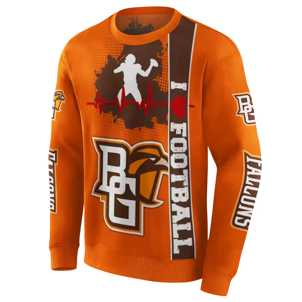 bowling green falcons football heartbeat orange hoodie new arrival bowling green falcons football heartbeat orange hoodie new arrival