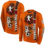 bowling green falcons football heartbeat orange hoodie best selling