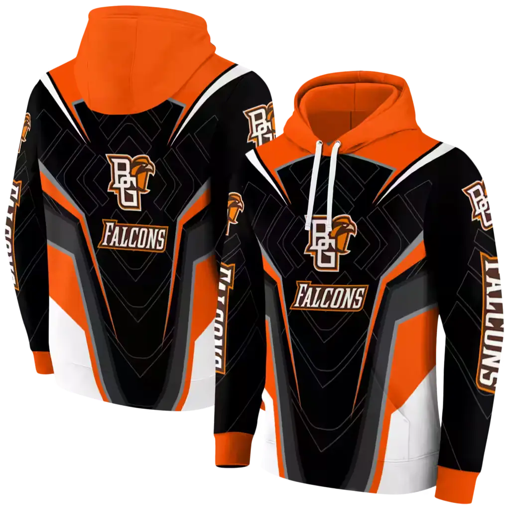 bowling green falcons futuristic pattern orange black hoodie fashion forward bowling green falcons futuristic pattern orange black hoodie fashion forward