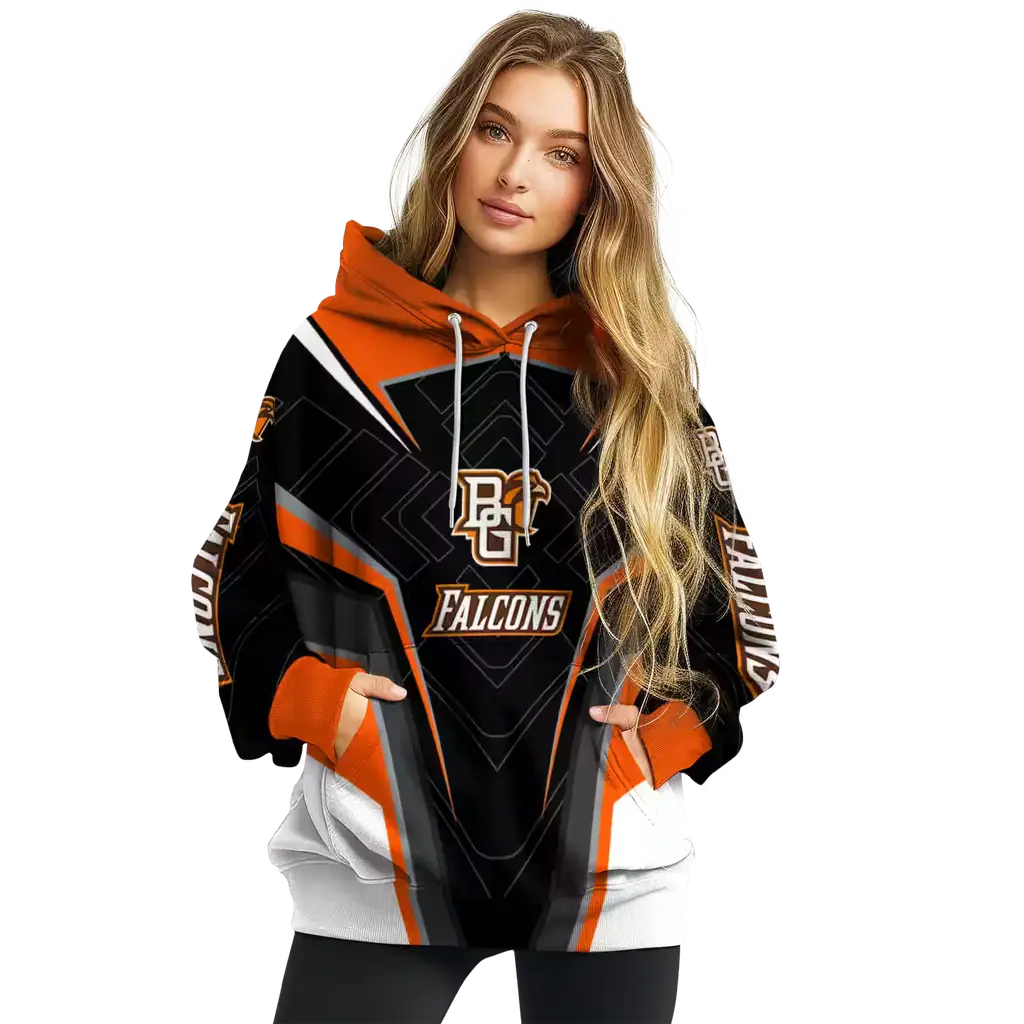 bowling green falcons futuristic pattern orange black hoodie high quality bowling green falcons futuristic pattern orange black hoodie high quality