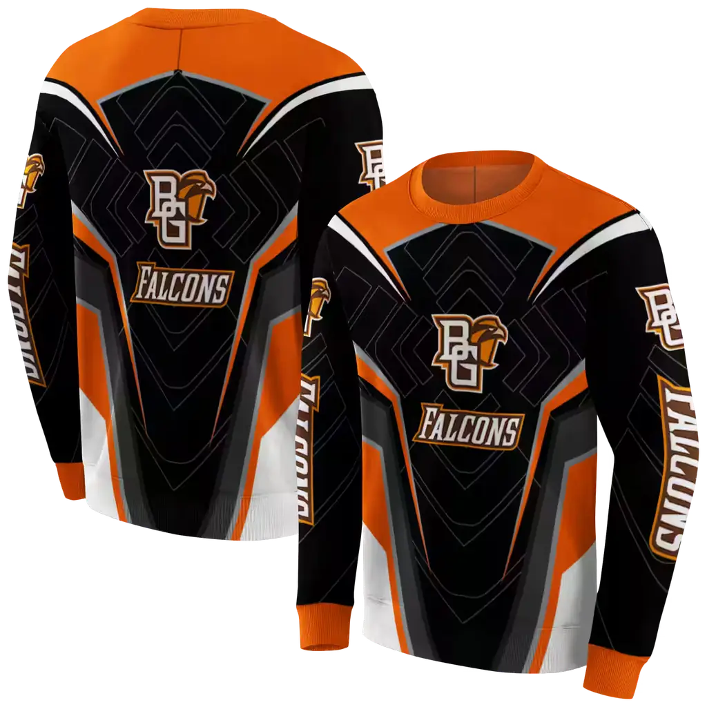 bowling green falcons futuristic pattern orange black hoodie premium grade bowling green falcons futuristic pattern orange black hoodie premium grade
