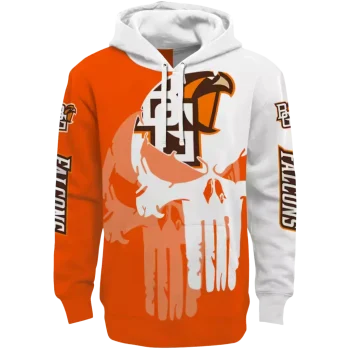 bowling green falcons graphic punisher orange white hoodie best selling