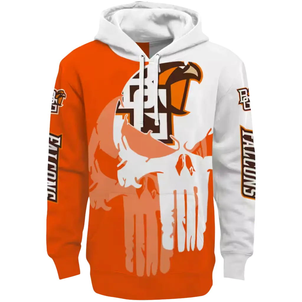 bowling green falcons graphic punisher orange white hoodie best selling bowling green falcons graphic punisher orange white hoodie best selling