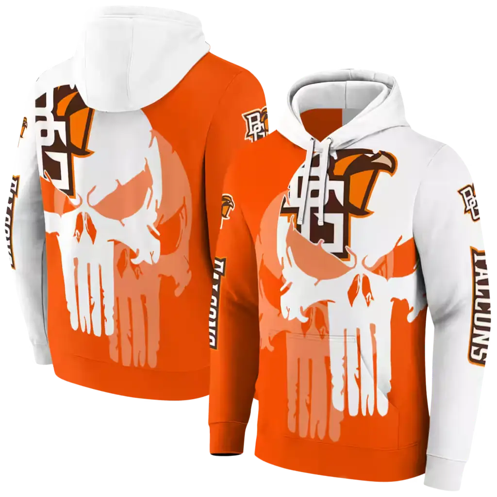 bowling green falcons graphic punisher orange white hoodie fashion forward bowling green falcons graphic punisher orange white hoodie fashion forward