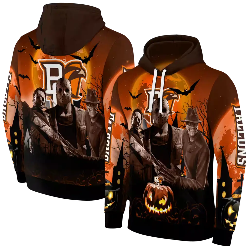 bowling green falcons halloween vibes orange black hoodie fashion forward bowling green falcons halloween vibes orange black hoodie fashion forward