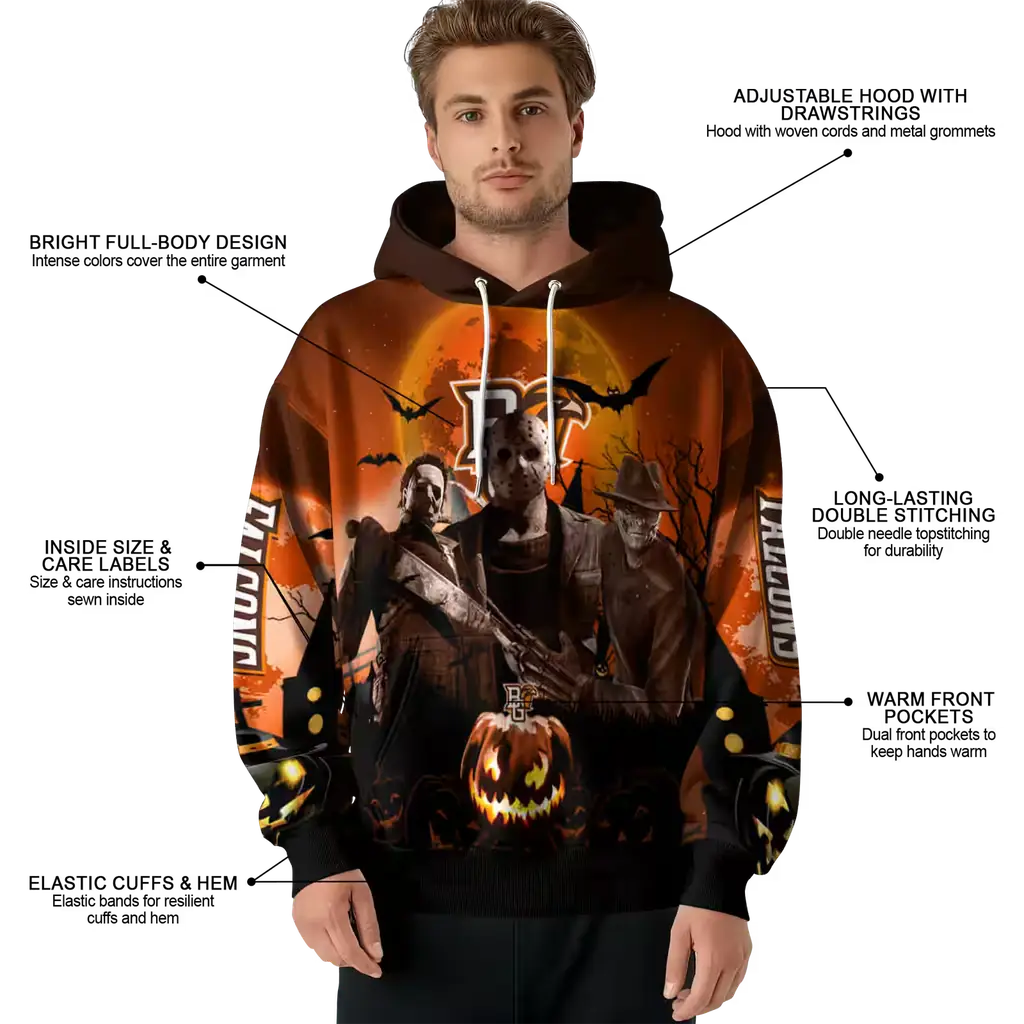 bowling green falcons halloween vibes orange black hoodie latest model bowling green falcons halloween vibes orange black hoodie latest model