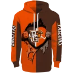 bowling green falcons heartbeat graphic orange hoodie best selling