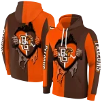 bowling green falcons heartbeat graphic orange hoodie best selling