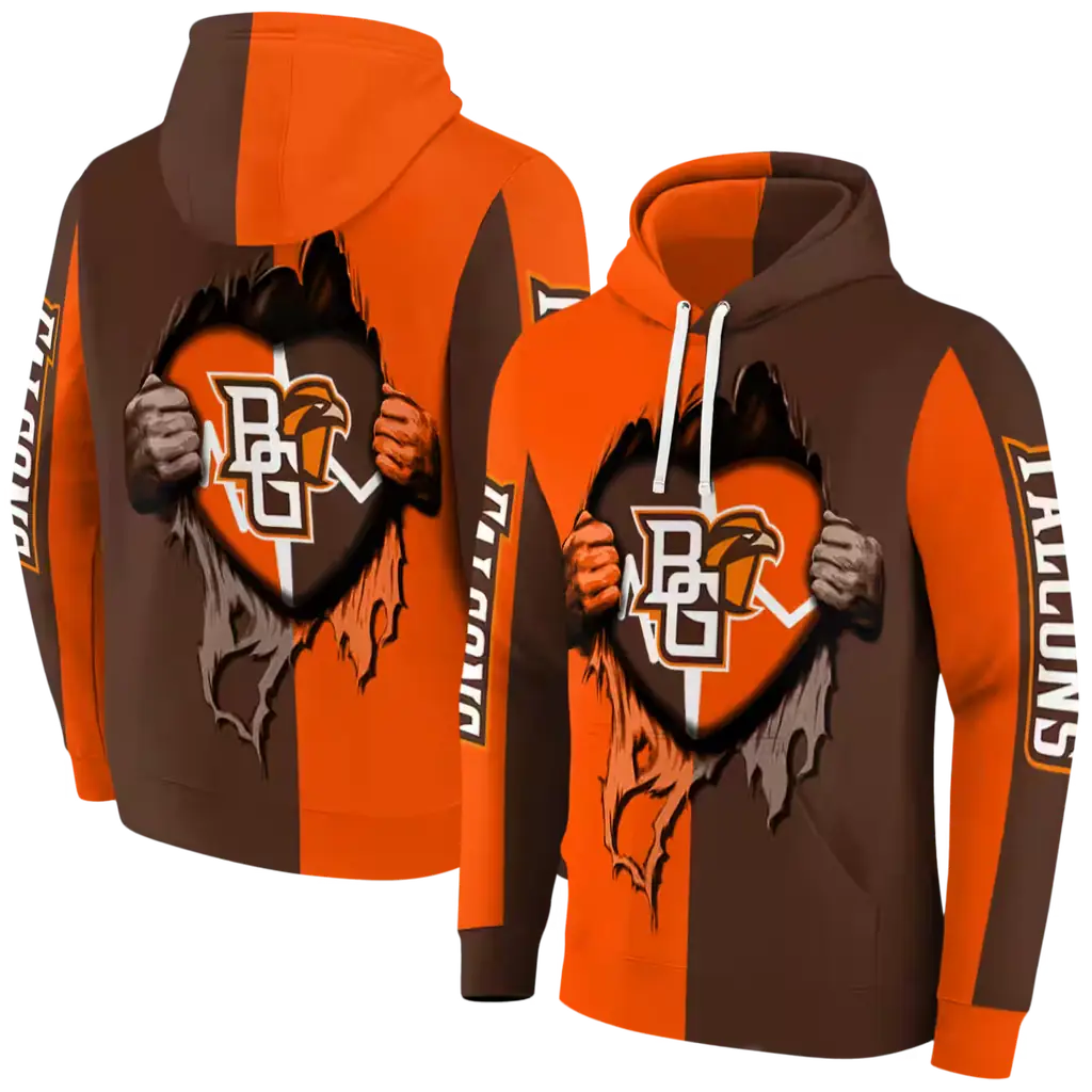 bowling green falcons heartbeat graphic orange hoodie fashion forward bowling green falcons heartbeat graphic orange hoodie fashion forward