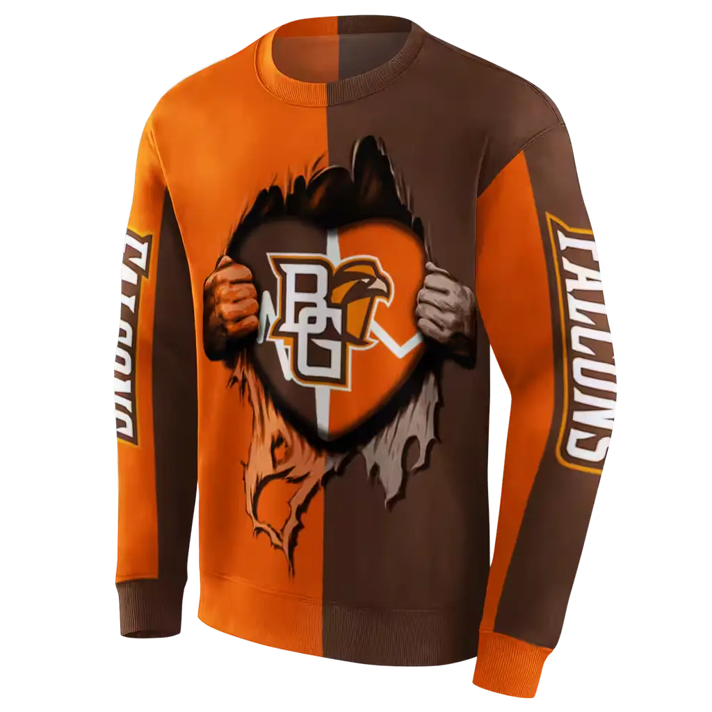 bowling green falcons heartbeat graphic orange hoodie new arrival bowling green falcons heartbeat graphic orange hoodie new arrival