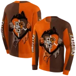 bowling green falcons heartbeat graphic orange hoodie best selling