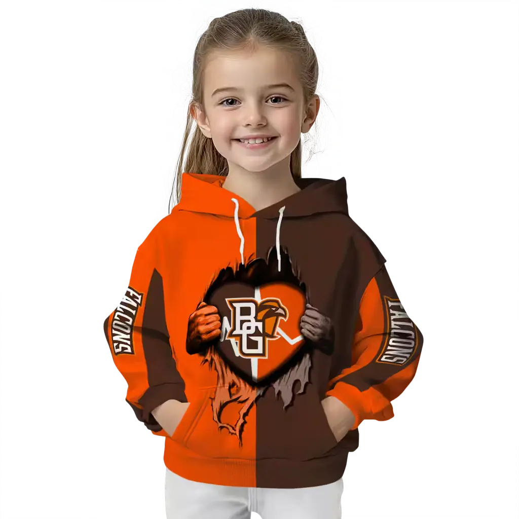 bowling green falcons heartbeat graphic orange hoodie top rated bowling green falcons heartbeat graphic orange hoodie top rated