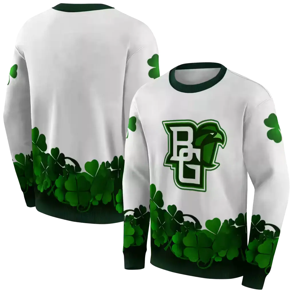 bowling green falcons lucky motif white green hoodie premium grade bowling green falcons lucky motif white green hoodie premium grade