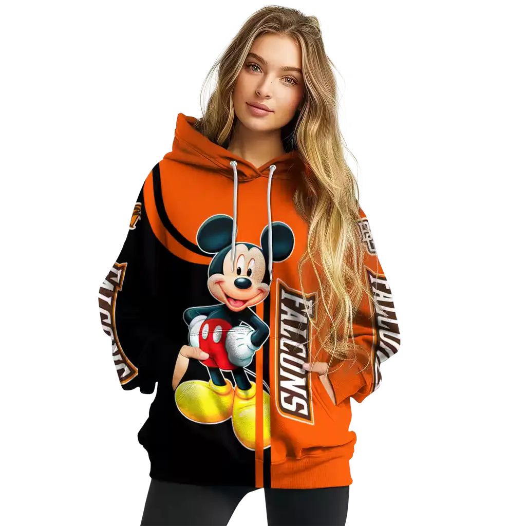bowling green falcons mickey mouse orange black hoodie high quality bowling green falcons mickey mouse orange black hoodie high quality
