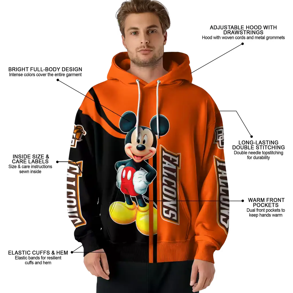 bowling green falcons mickey mouse orange black hoodie latest model bowling green falcons mickey mouse orange black hoodie latest model