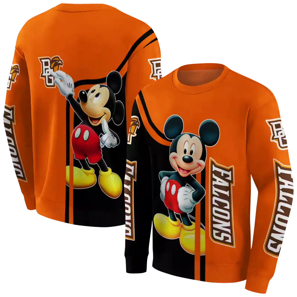 bowling green falcons mickey mouse orange black hoodie premium grade bowling green falcons mickey mouse orange black hoodie premium grade