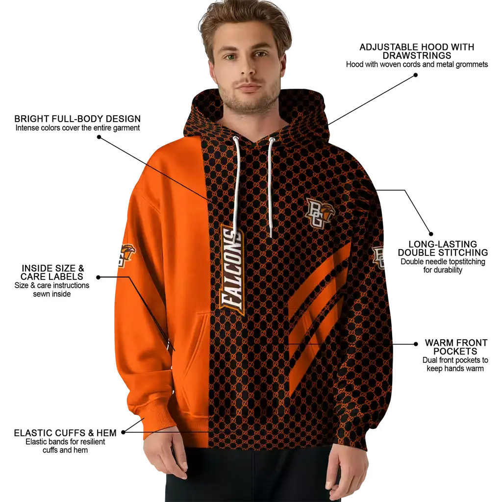 bowling green falcons monogram pattern orange hoodie latest model bowling green falcons monogram pattern orange hoodie latest model