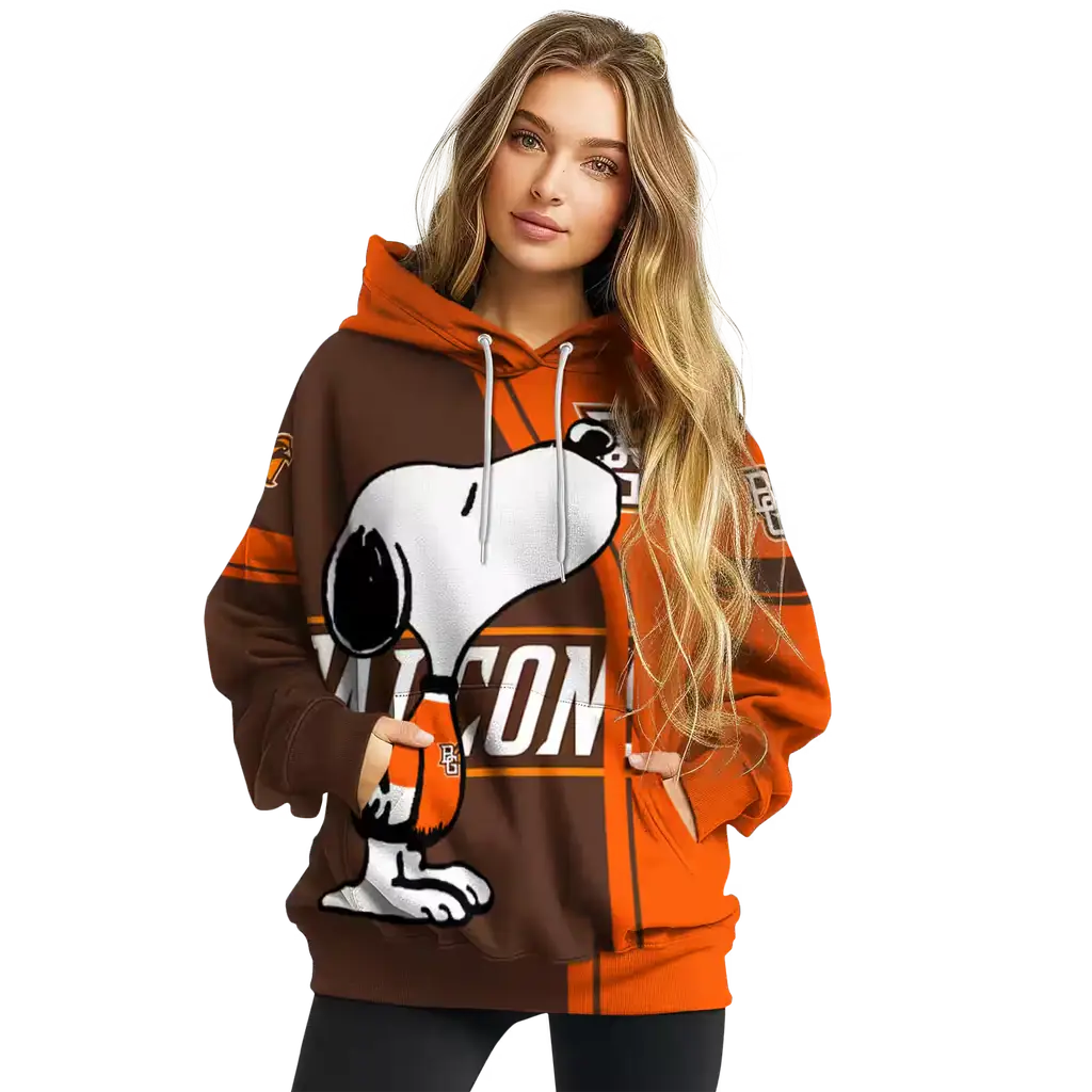 bowling green falcons playful snoopy orange hoodie high quality bowling green falcons playful snoopy orange hoodie high quality