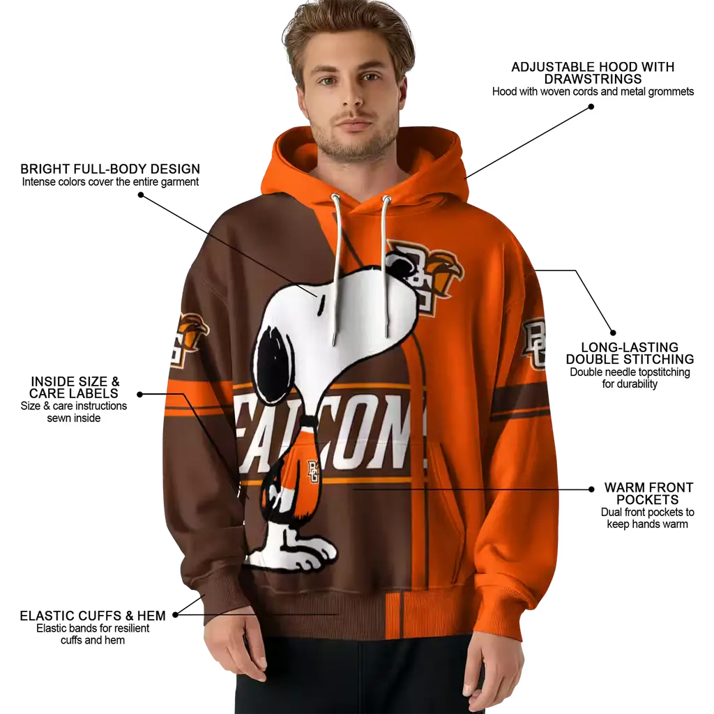 bowling green falcons playful snoopy orange hoodie latest model bowling green falcons playful snoopy orange hoodie latest model