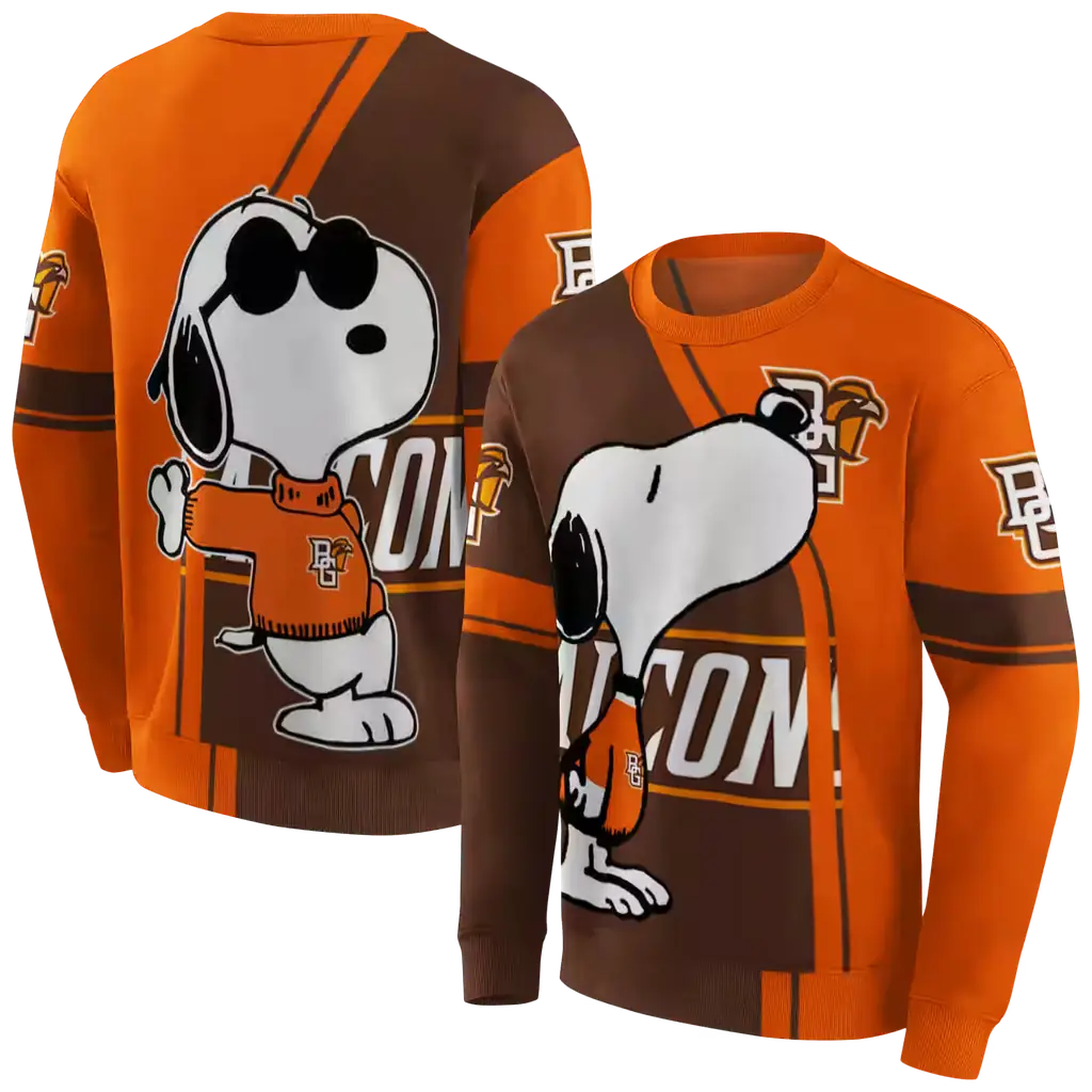 bowling green falcons playful snoopy orange hoodie premium grade bowling green falcons playful snoopy orange hoodie premium grade