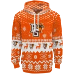 bowling green falcons reindeer motif orange hoodie best selling