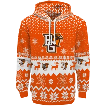 bowling green falcons reindeer motif orange hoodie best selling