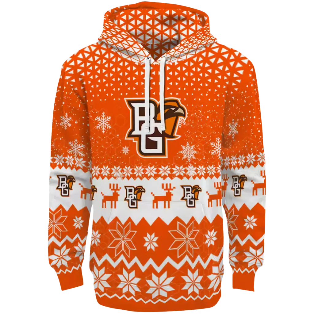 bowling green falcons reindeer motif orange hoodie best selling bowling green falcons reindeer motif orange hoodie best selling