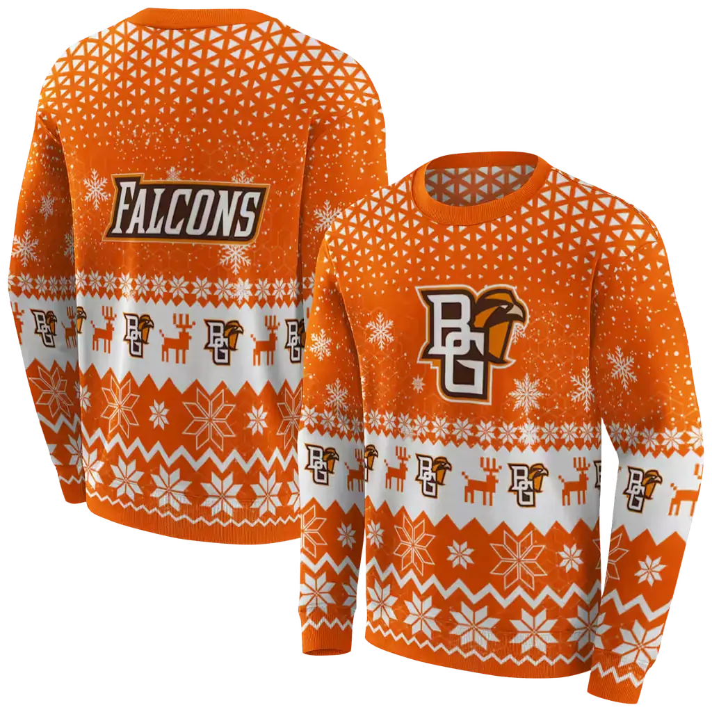 bowling green falcons reindeer motif orange hoodie premium grade bowling green falcons reindeer motif orange hoodie premium grade