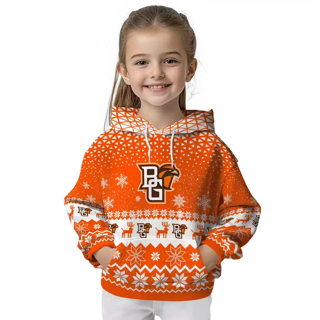 bowling green falcons reindeer motif orange hoodie top rated bowling green falcons reindeer motif orange hoodie top rated
