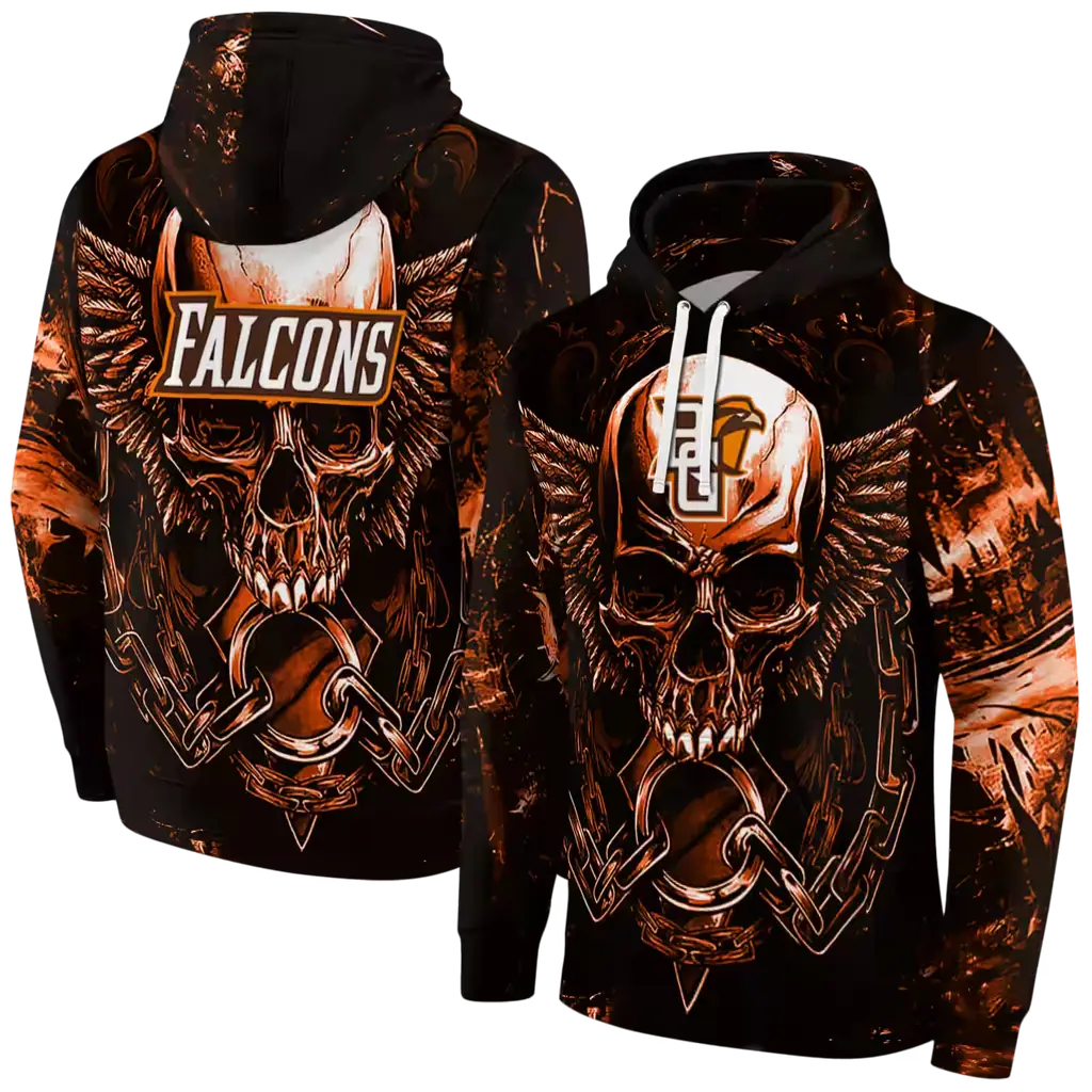 bowling green falcons skull artwork orange black hoodie fashion forward bowling green falcons skull artwork orange black hoodie fashion forward