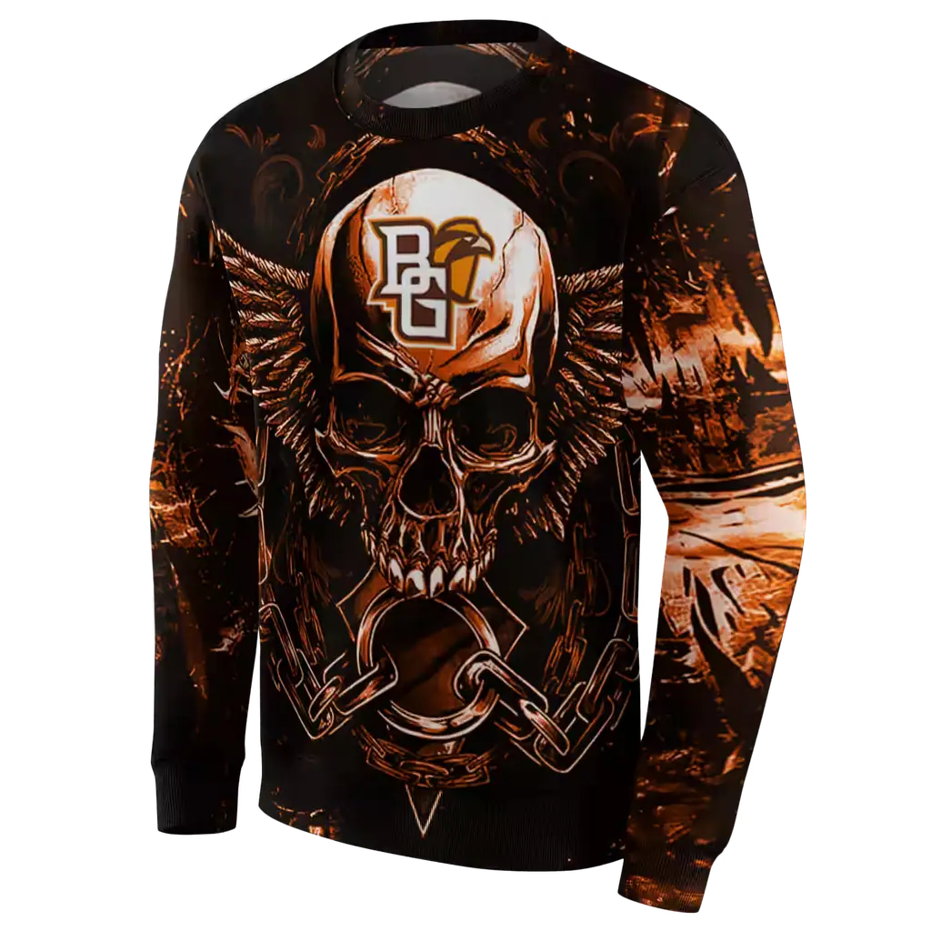 bowling green falcons skull artwork orange black hoodie new arrival bowling green falcons skull artwork orange black hoodie new arrival
