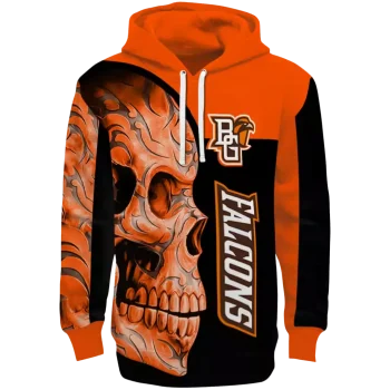 bowling green falcons skull motif orange black hoodie best selling