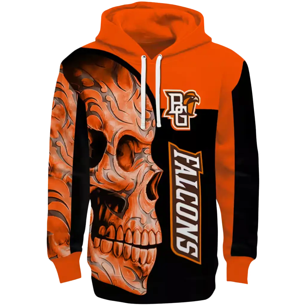 bowling green falcons skull motif orange black hoodie best selling bowling green falcons skull motif orange black hoodie best selling