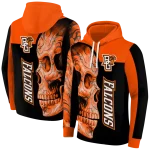 bowling green falcons skull motif orange black hoodie best selling