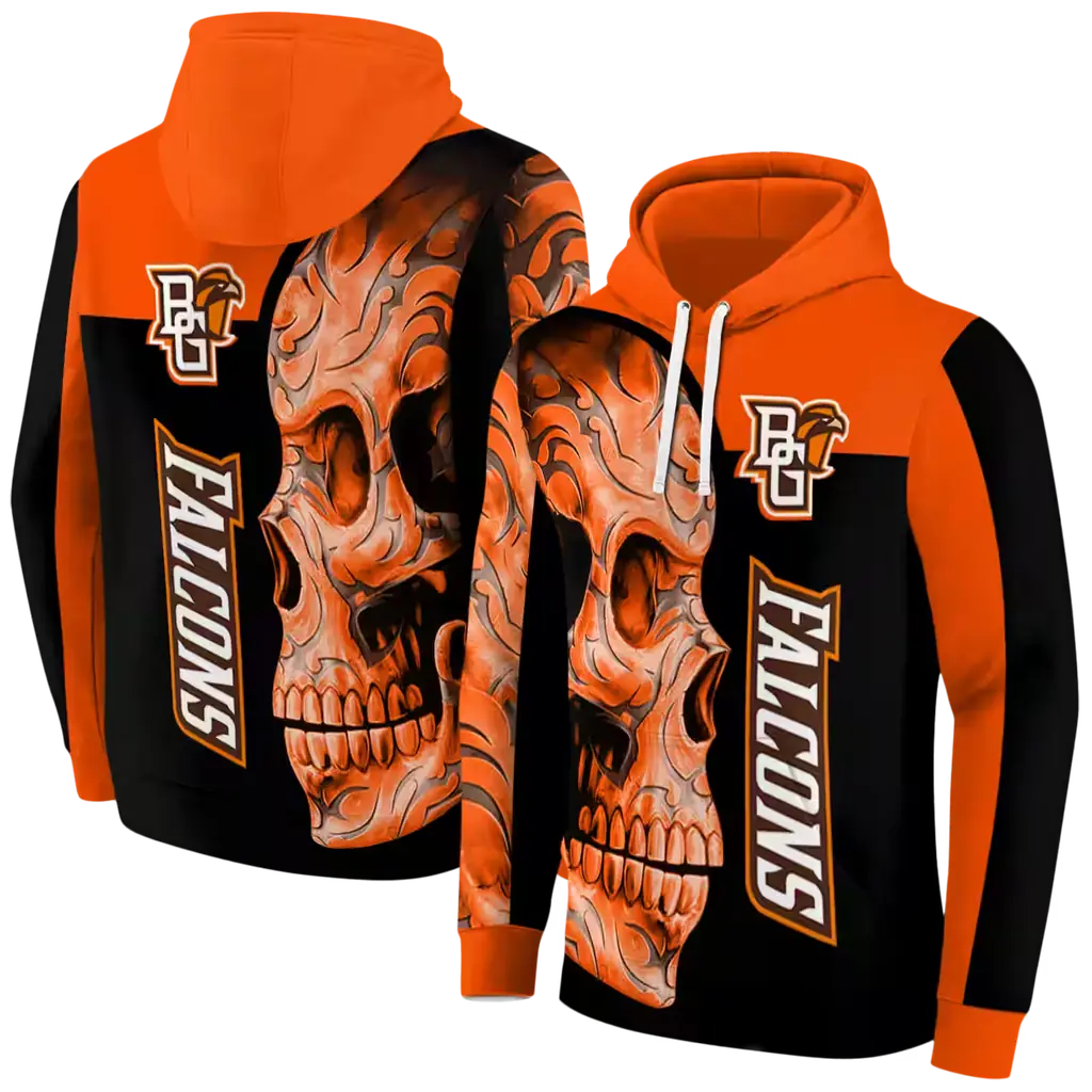 bowling green falcons skull motif orange black hoodie fashion forward bowling green falcons skull motif orange black hoodie fashion forward