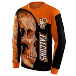 bowling green falcons skull motif orange black hoodie best selling