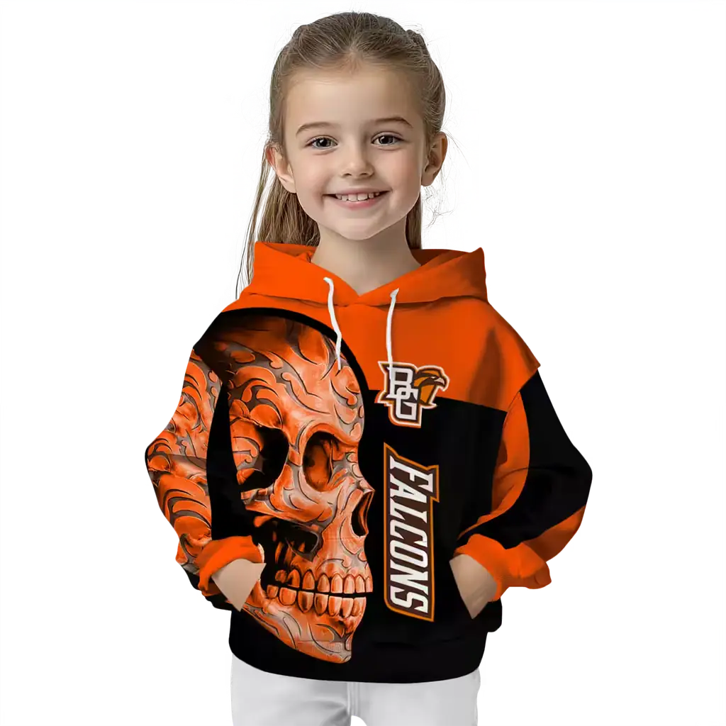 bowling green falcons skull motif orange black hoodie top rated bowling green falcons skull motif orange black hoodie top rated