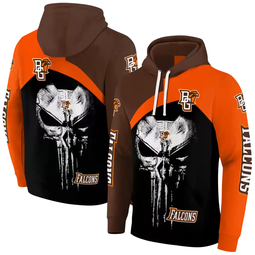 bowling green falcons skull punisher brown black hoodie fashion forward bowling green falcons skull punisher brown black hoodie fashion forward