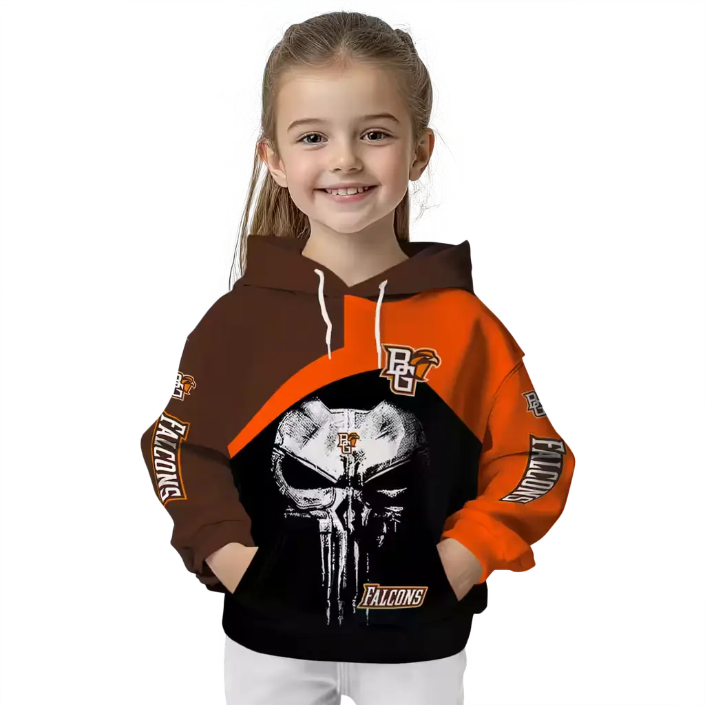 bowling green falcons skull punisher brown black hoodie top rated bowling green falcons skull punisher brown black hoodie top rated
