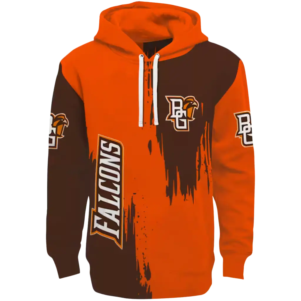 bowling green falcons splatter effect orange hoodie best selling bowling green falcons splatter effect orange hoodie best selling