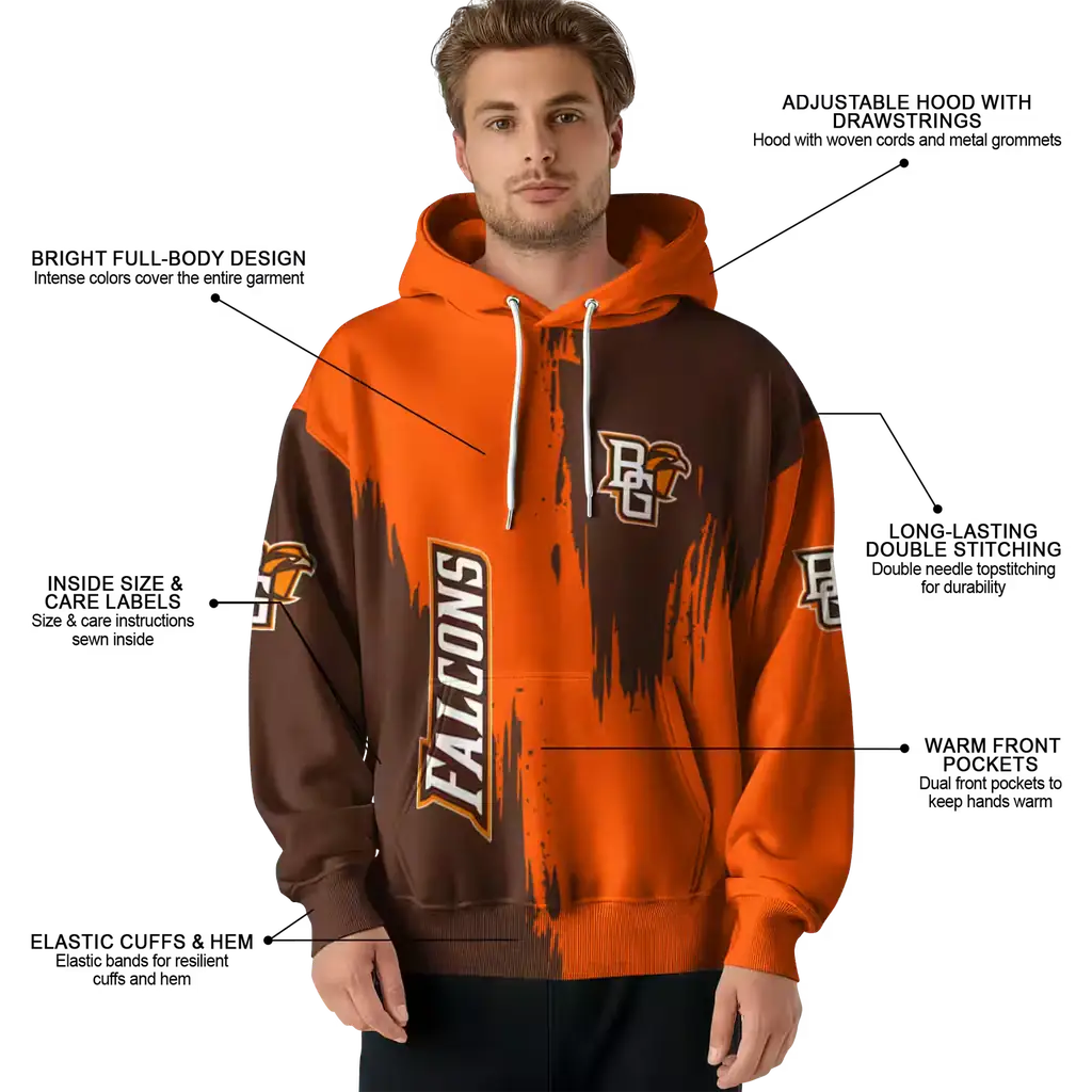 bowling green falcons splatter effect orange hoodie latest model bowling green falcons splatter effect orange hoodie latest model