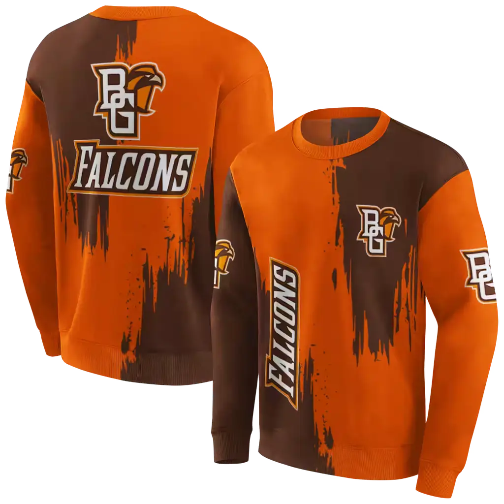 bowling green falcons splatter effect orange hoodie premium grade bowling green falcons splatter effect orange hoodie premium grade