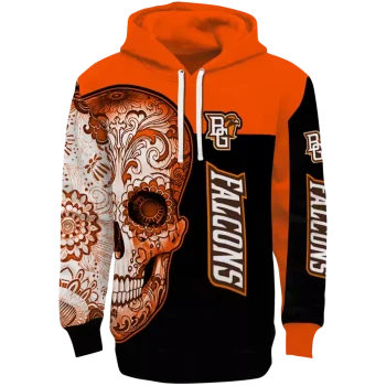 bowling green falcons sugar skull orange black hoodie best selling
