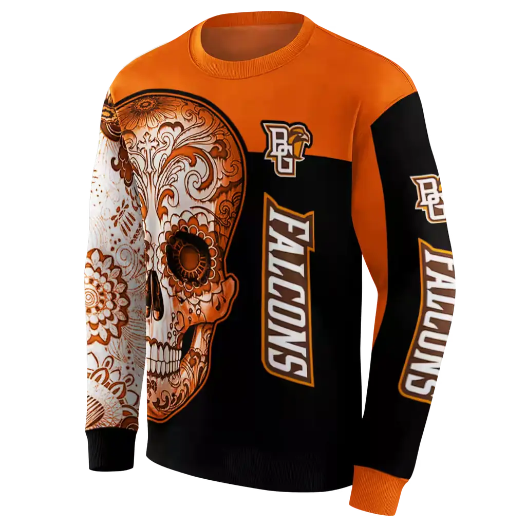 bowling green falcons sugar skull orange black hoodie new arrival bowling green falcons sugar skull orange black hoodie new arrival